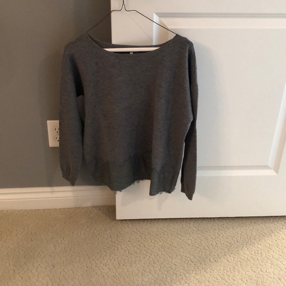 Joie gray sweater with lace trim